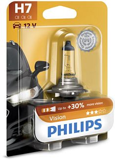 Галогенная лампа H7 55W 12V Vision +30% блистер PHILIPS