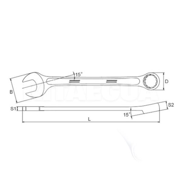 Ключ рожково-накидной 15 мм 12-гранный СТАНДАРТ (KK15ST) - 2