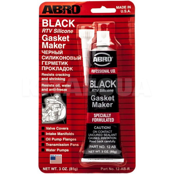 Герметик автомобильный формирователь прокладок 85г Black Gasket Maker (USA) черный ABRO (12-AB)
