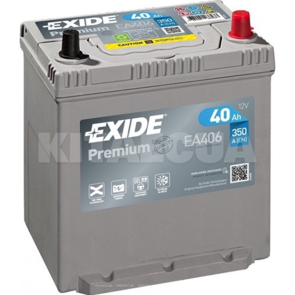 Аккумулятор автомобильный 40Ач 350А "+" справа EXIDE (EA406)