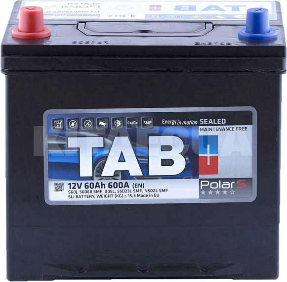 Аккумулятор автомобильный 60Ач 600А "+" слева TAB (TAB POLAR 60L JIS-TA)