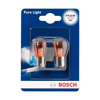 Лампа розжарювання PY21W 21W 12V (BAU15s) Pure Light (2 шт.) Bosch