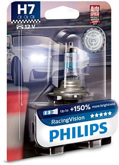 Галогенная лампа H7 55W 12V RacingVision +150% PHILIPS