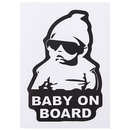 Наклейка "baby on board" 155х126 мм белая на черном фоне VITOL