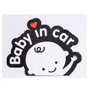Наклейка "baby in car" мальчик 155х126 мм белая на черном фоне VITOL