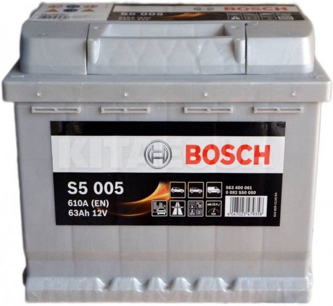 Акумулятор 63Ач Euro (T1) 242x175x190 із зворотною полярністю 610А S5 Bosch на CHERY AMULET (BO 0092S50050)