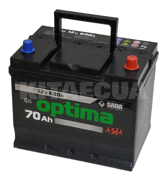 Аккумулятор 70Ач Asia (T3) 261x175x225 с обратной полярностью SADA (6СТ-70Аз Optima Asia) - 2