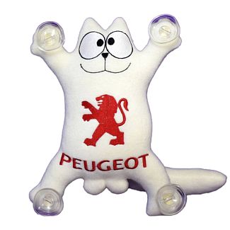 Іграшка для автомобіля біла на присосках Кіт Саймон "Peugeot" 
