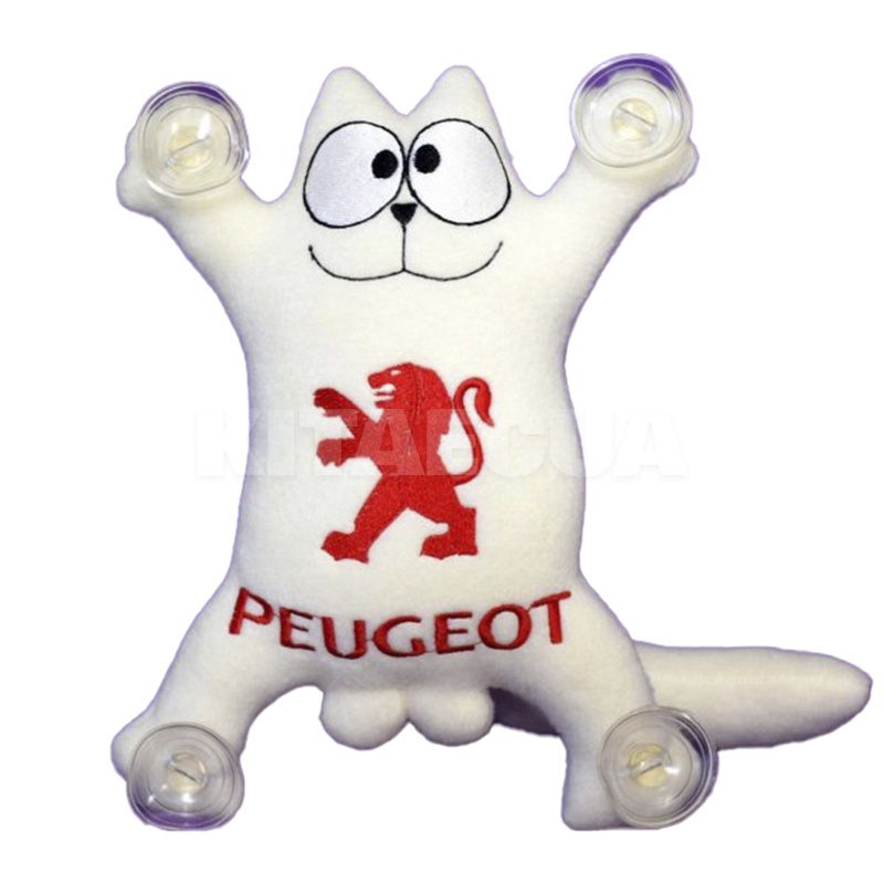 Игрушка для автомобиля белая на присосках Кот Саймон "Peugeot" (10)
