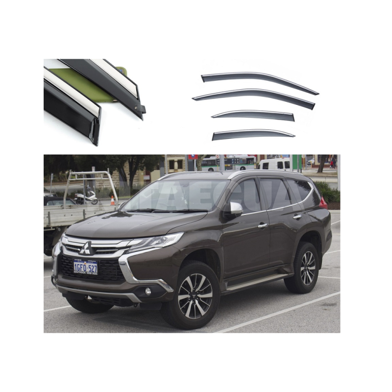 Дефлектори вікон (Вітровики) з нержавіючої сталі 3D на Mitsubishi Pajero Sport/Montero (2016-н.в.) 4 FLY (BMTPS1623-W/S)