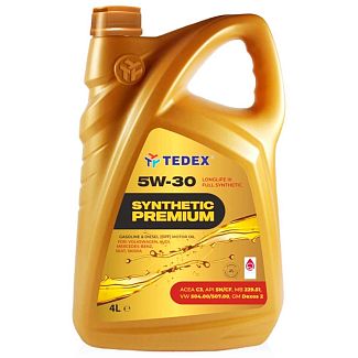 Моторное масло синтетическое 4л 5W-30 SYNTHETIC PREMIUM TEDEX