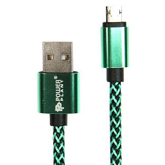 Кабель USB microUSB 1м зелений PowerPlant