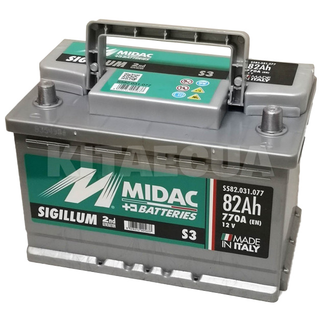 Аккумулятор автомобильный 82Ач 770А "+" справа MIDAC (S582.031.077) - 3