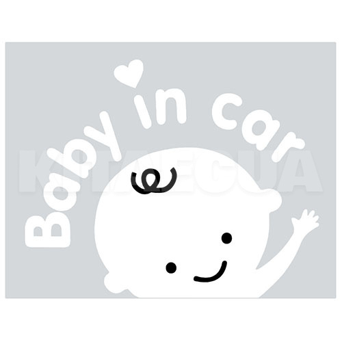Наклейка "Baby in car" хлопчик 155х126 мм біла на чорному тлі VITOL (STICKER-BIC-BOY-BLC) - 2