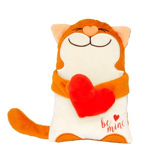 Подушка в машину декоративная "котик Be mine" оранжево-белый Tigres