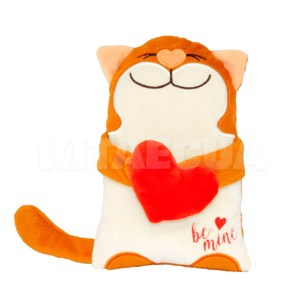 Подушка в машину декоративна котик Be mine" оранжево-білий Tigres (ПД-0350)
