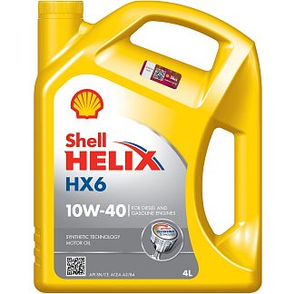 Масло моторное полусинтетическое 4л 10W-40 Helix HX6 SHELL