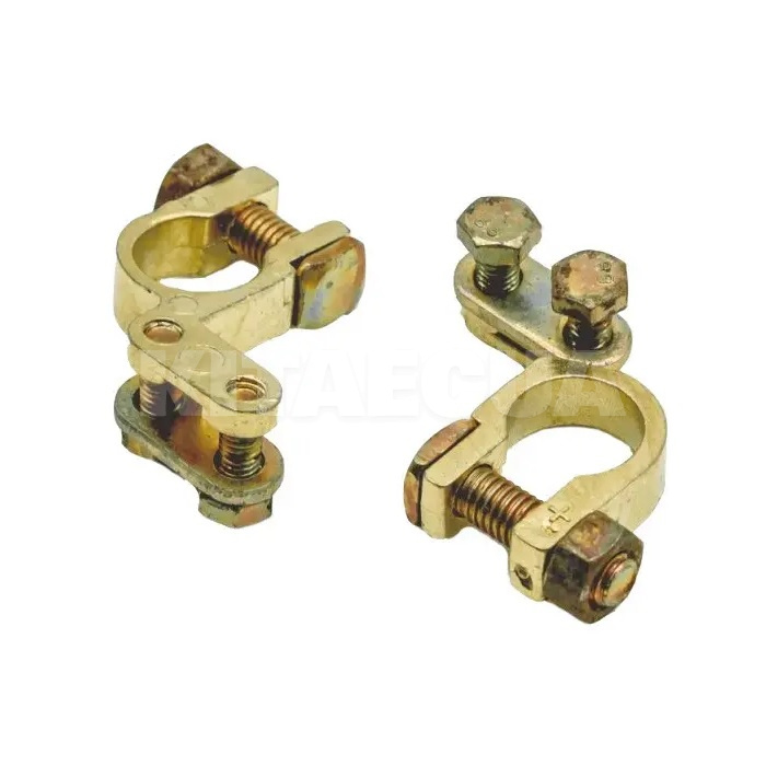 Клеммы аккумуляторные (+/-) цинк-латунное покрытие (комплект) EL 100 548 ELEGANT (104299)