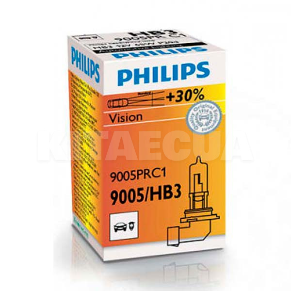 Галогенная лампа HB3 65W 12V Vision +30% PHILIPS (9005PRC1)