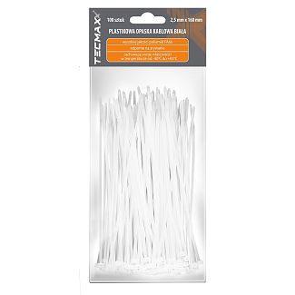 Стяжки белые пластиковые 2.5 х 160 мм 100 шт. TECMAXX
