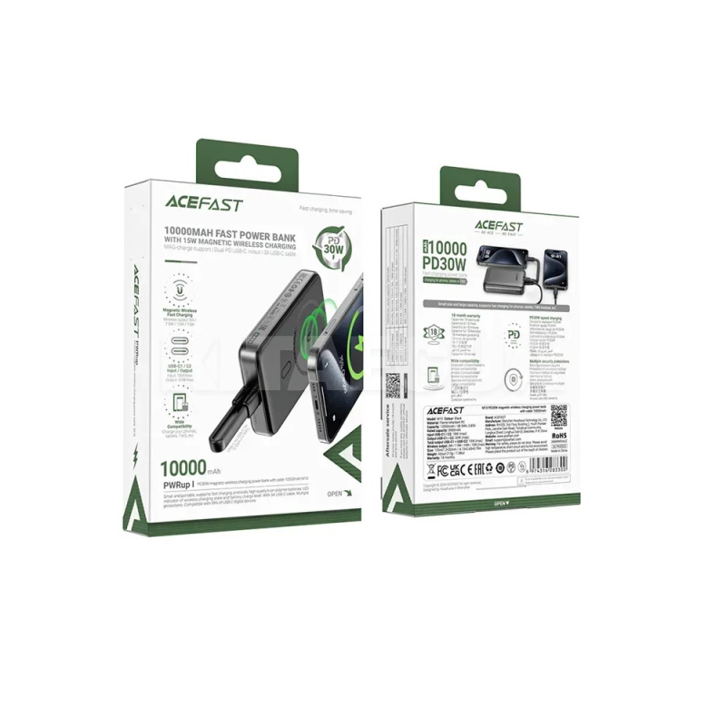 Повербанк M10-10000 10000mAh PD30W черный ACEFAST (6974316283300) - 2