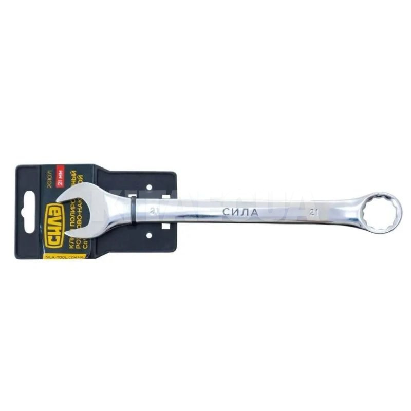 Ключ рожково-накидной 21 мм 12-гранный полированный CrV СИЛА (201071) - 2
