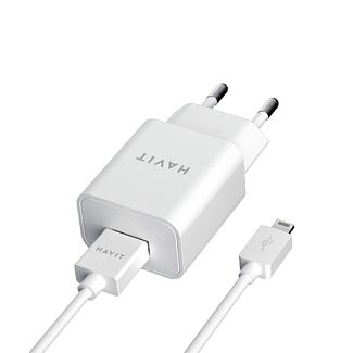 Зарядний пристрій з кабелем USB - Lightning білий 1м 2А HAVIT