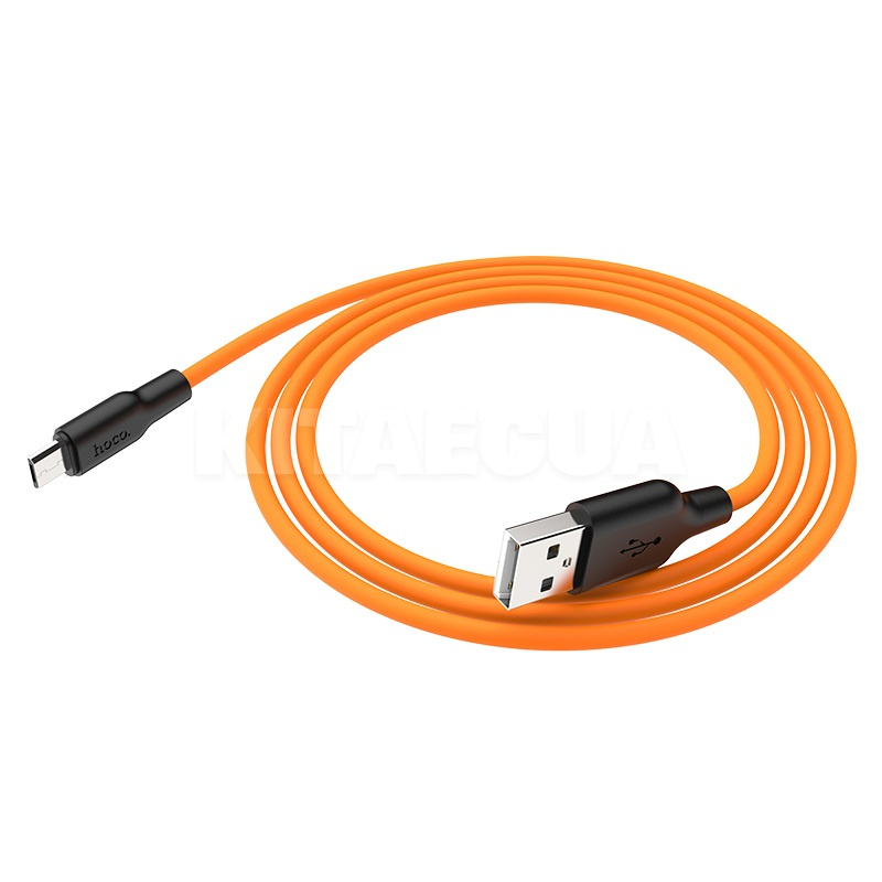 Кабель USB microUSB 2.4A X21 Plus 1м чорний/оранжевий HOCO (6931474711908) - 2