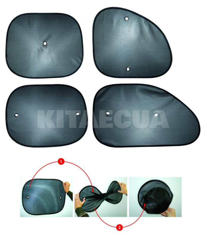 Солнцезащитные шторки на боковое стекло 44 х 38 см 2 шт. VITOL (6247) - 3