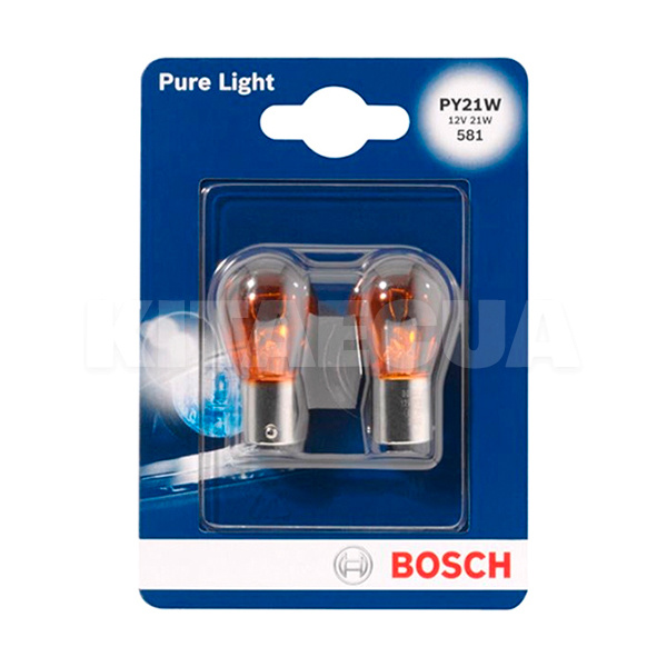 Лампа розжарювання PY21W 21W 12V (BAU15s) Pure Light (2 шт.) Bosch (1987301018) - 2