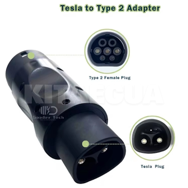 Переходник Guwieyg 7.4 кВт 32А 1-фаза Type Tesla (станция) - Type 2 (европейское авто) GUWIEYG (P-TST2) - 3