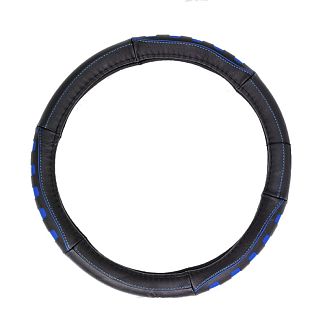 Чехол на руль M (37-38 см) чёрно-синий натуральная кожа ELEGANT