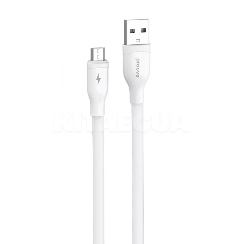 Кабель USB Micro USB 2.4A 1м Flat Out белый PROOVE (504930003)
