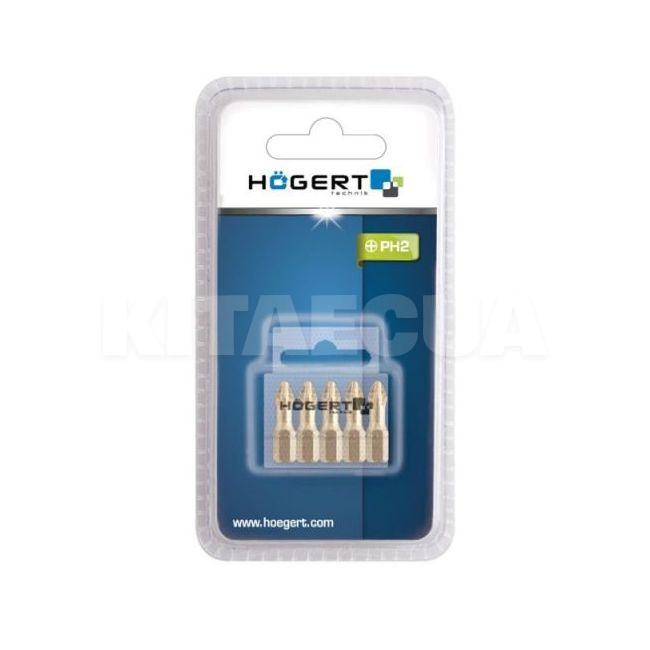 Бита PH2 25 мм сталь S2 5 шт HOGERT (HT1S382)