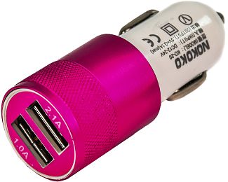 Автомобільний зарядний пристрій 2 USB 2.1 A Pink/White CC-200 XoKo