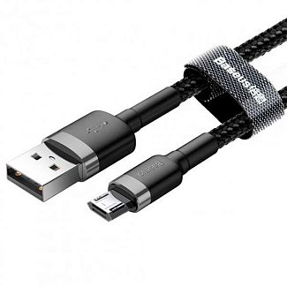 Кабель USB - microUSB Cafule 2А 3м серый/черный BASEUS