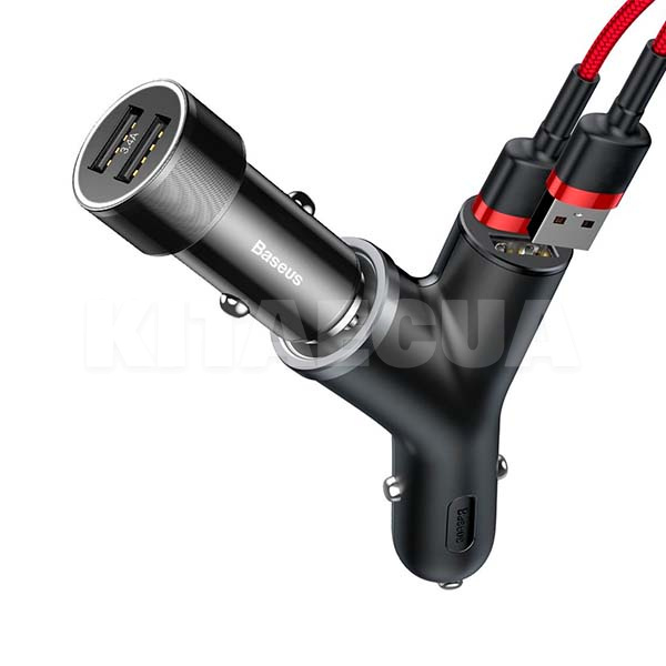 автомобільний зарядний пристрій 3.1А 2 USB+cigarette BASEUS (CCALL-YX01-BASEUS) - 2