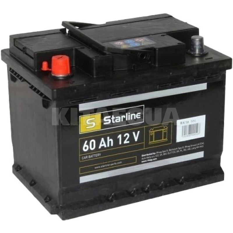 Аккумулятор 60Ач Euro (T1) 242x175x190 с прямой полярностью 510A STARLINE (S BE 60L-510)