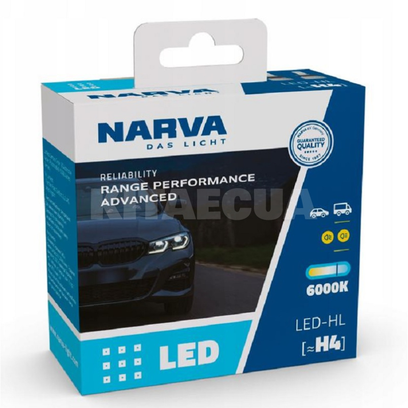 LED лампа для авто H4 19W 6000K Range Power Advanced +100% NARVA (181878100)