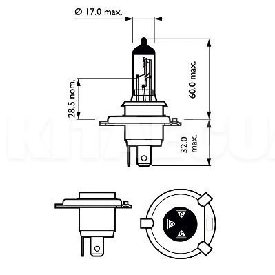 Галогенная лампа H4 60/55W 12V X-tremeVision +130% PHILIPS (PS 12342XV+B1) - 2