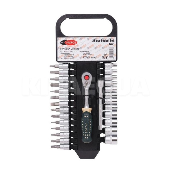 Набір торцевих головок з тріскачкою 1/4" 28 предметів ROCKFORCE (RF-027-5MSA)