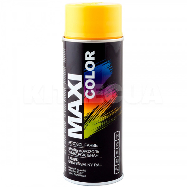 Краска-эмаль цинково-желтая 400мл универсальная декоративная MAXI COLOR (MX1018)