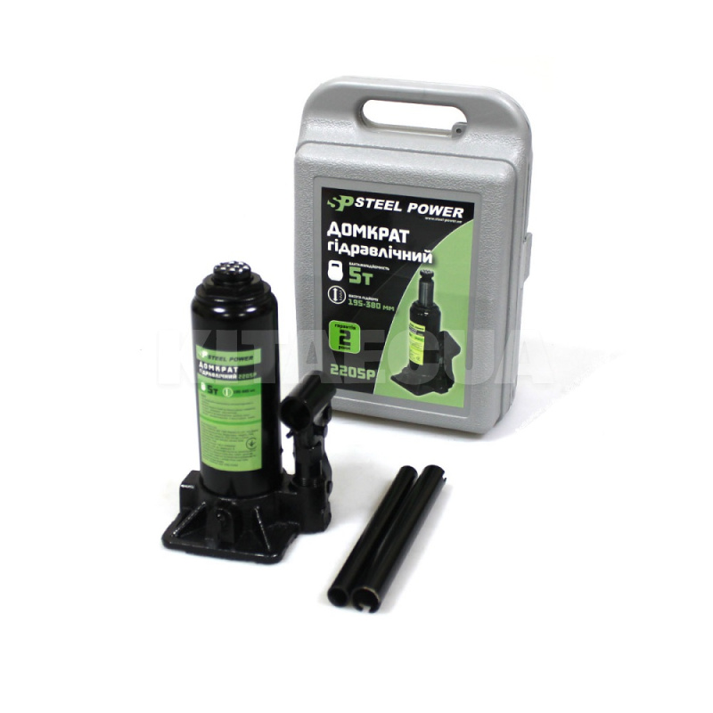 Домкрат гідравлічний пляшковий до 5т (195-380мм) STEEL POWER (SPR 2205P)