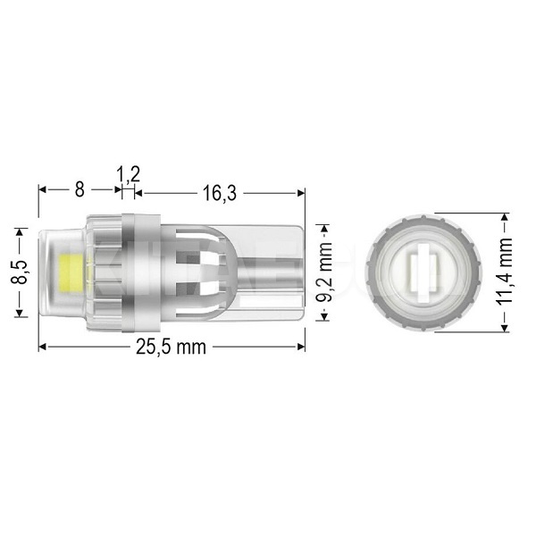 Світлодіодна лампа V2 9/18V WY5W 2200K (компл.) AMS (41264) - 3