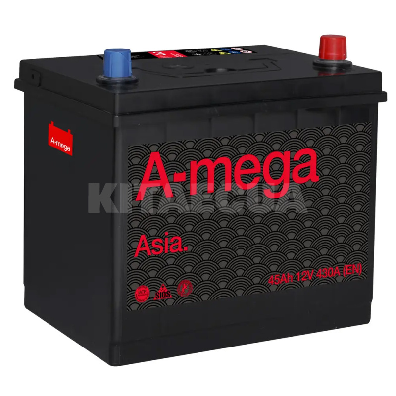 Акумулятор автомобільний 45Ач 430А "+" зліва A-Mega (6СТ-45-А3-ASIA-(1))