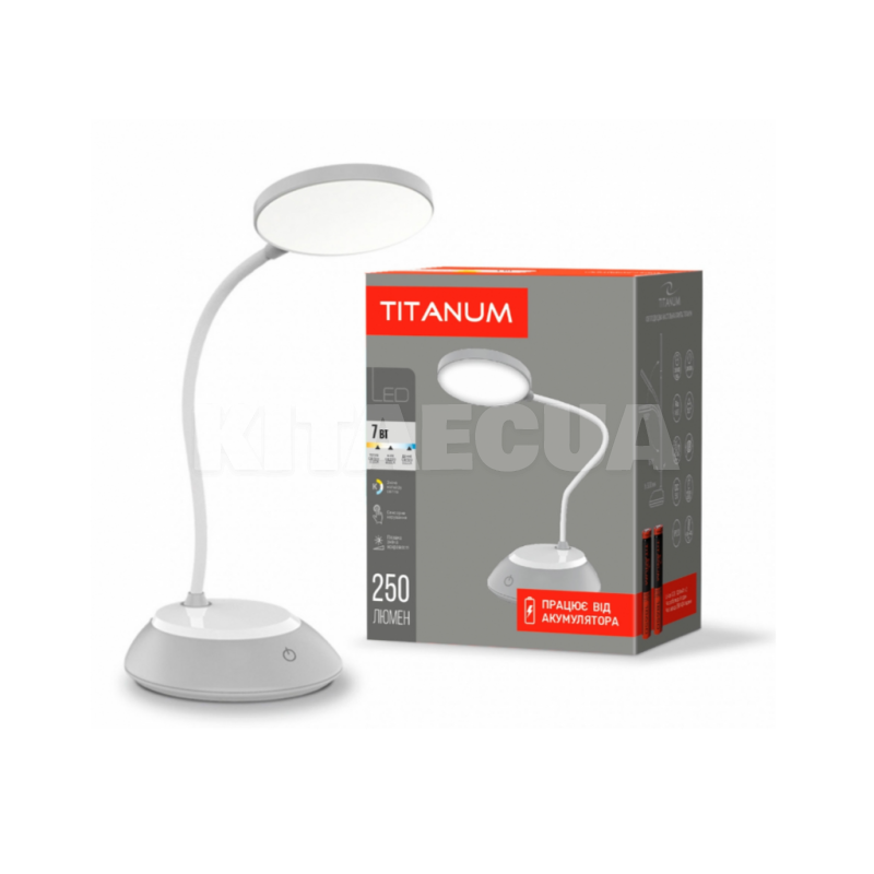 LED настільна лампа з акумулятором сіра TITANUM (TLTF-022G)