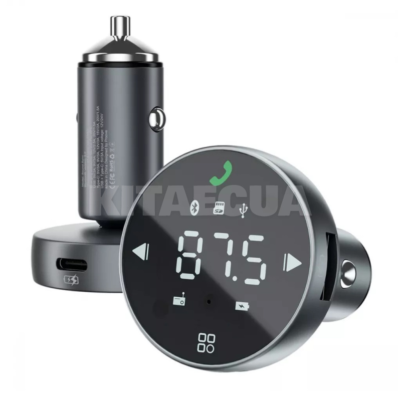 Автомобильное зарядное устройство 30W 2USB+Type-C FM Launcher Sound Sync PROOVE (508800010) - 5