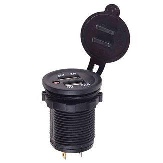 Автомобільний зарядний пристрій 12/24 В 3.1 а врізне червоне підсвічування VITOL