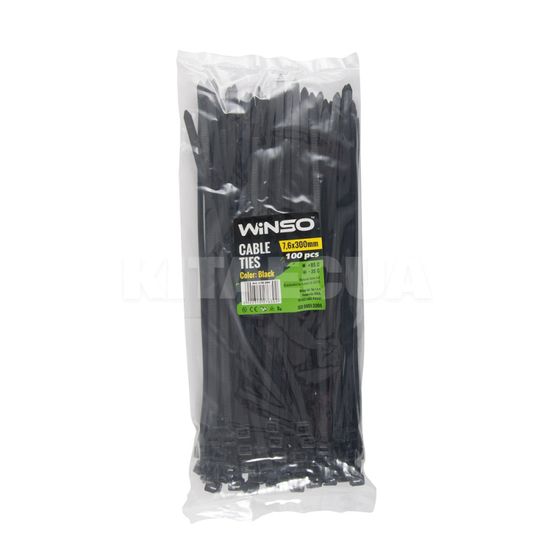 Стяжки чорні пластикові 300 х 7.6 мм 100 шт. Winso (276300)