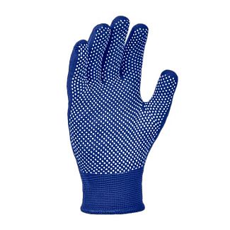 Перчатки рабочие универсальные трикотажные синие XL лайт c ПВХ рисунком DOLONI